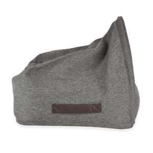 KONA CAVE® Luxury Domed dog and cat cozy cave bed. Polo Ralph Lauren style dog bed in grey herringbone and faux-leather handles. 