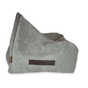 KONA CAVE® Luxury snuggle cozy cave dog and cat bed in grey corduroy with vegan-leather handles for easy transportation