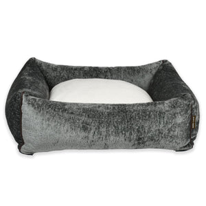 KONA CAVE® luxury cozy cave dog and cat bed in grey velvet with soft  fleece lined cushion