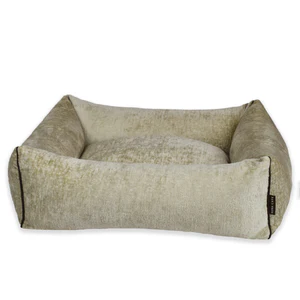 Grotta delle coccole di lusso KONA CAVE® con copertura a baldacchino rimovibile. Letto per cani e gatti in ciniglia di velluto beige. 