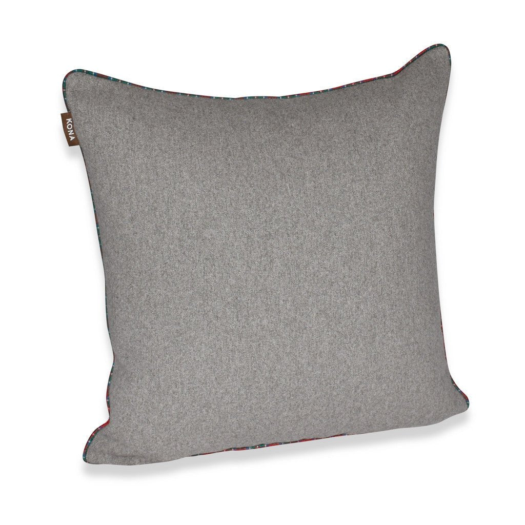 KONA CAVE® Luxury pillow covers in grey flannel with authentic Royal Stewart Tartan trim.  Elegant Holiday Pillow covers.  Christmas Pillows. British. 