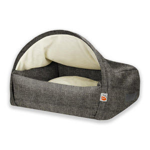 Sleepy Fox® luxury hundehöhle / katzenhöhle cave dog / cat bed in grey velvet and lined with fluffy fleece lining. Safe patented design