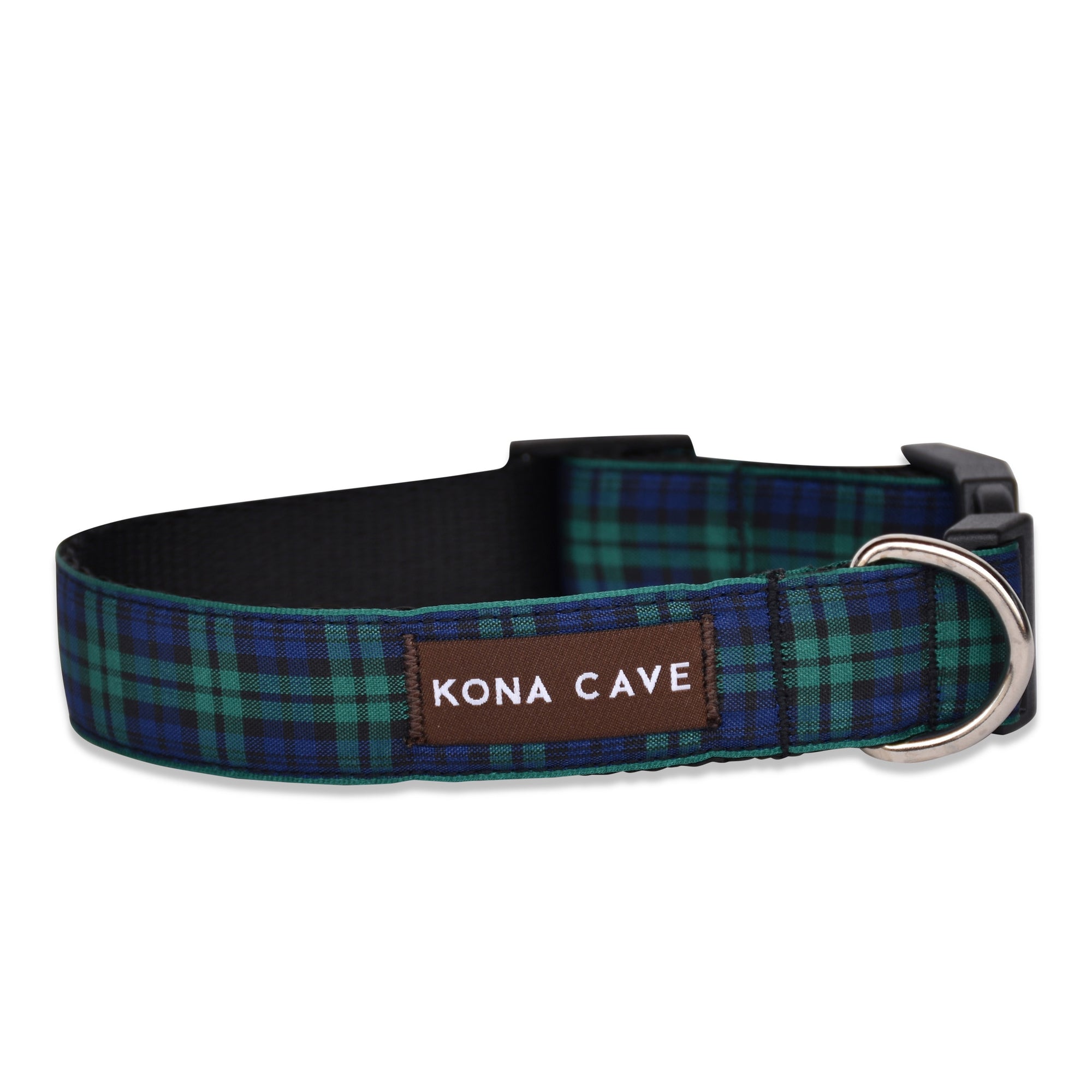 KONA CAVE ® - adjustable size dog collar in authentic Blackwatch tartan (blue/green)