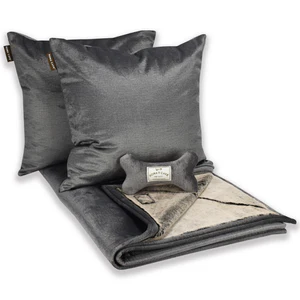 Doggy Décor Set - Graphite Grey Velvet with Faux Fur