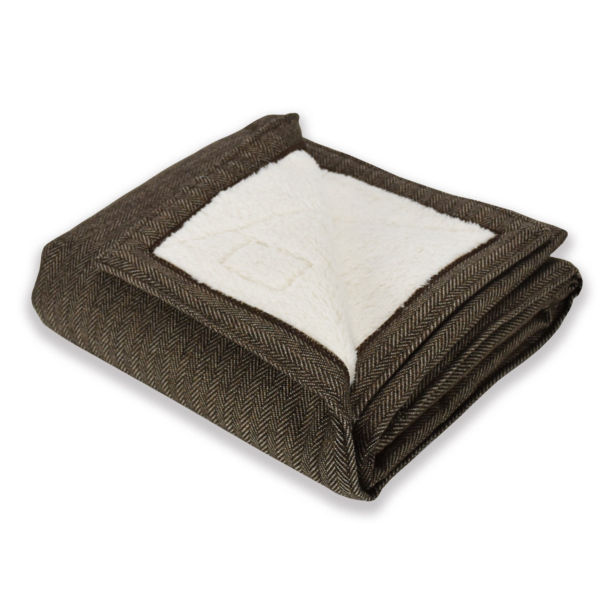 KONA CAVE lined luxury weighted pet blanket soothes by slight weight on your pet, brown herringbone