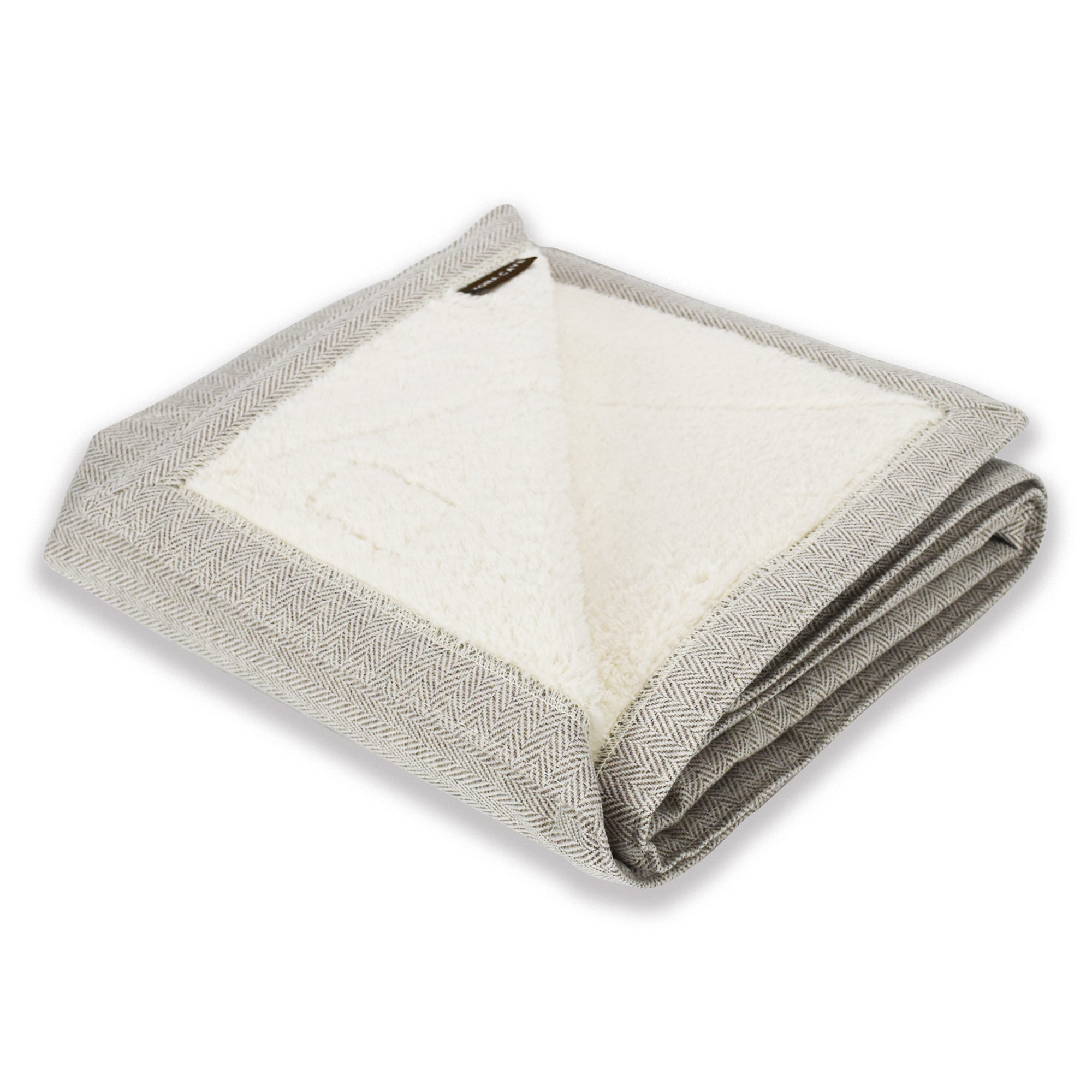 KONA CAVE lined luxury weighted pet blanket soothes by slight weight on your pet, cream herringbone.