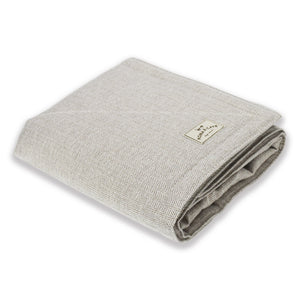 KONA CAVE lined luxury weighted pet blanket soothes people. Pet size blanket. Cream Herringbone. 