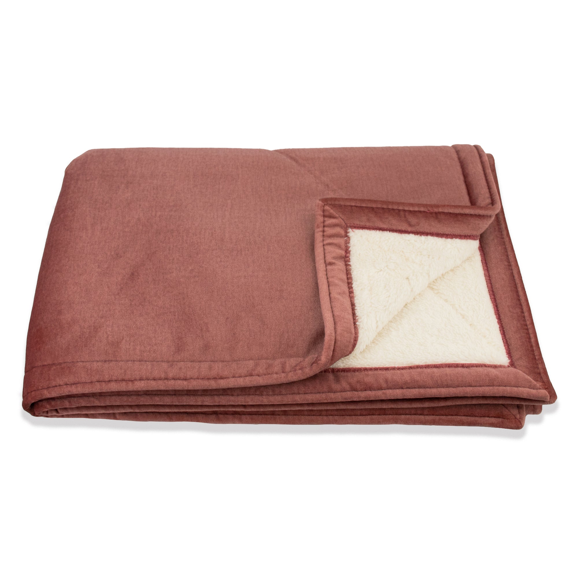 KONA CAVE® Pale Pink Velvet Pet Blanket with Sherpa Fleece Lining for weighted soothing relieve or furniture protection 