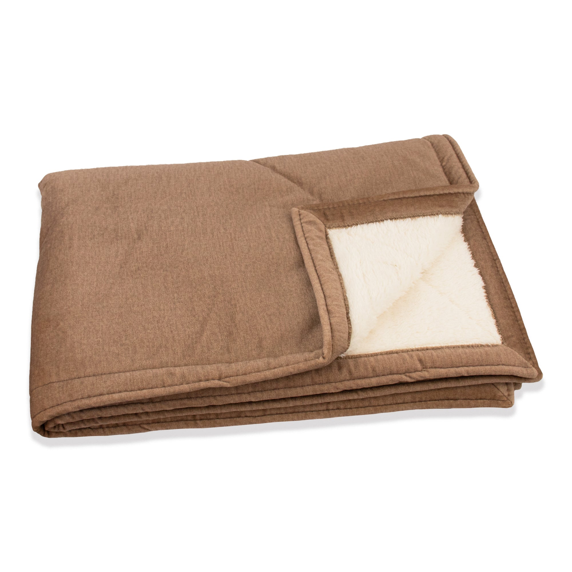 KONA CAVE® Beige Velvet Pet Blanket fully lined with Sherpa Fleece. Luxury blanket. 3 sizes. Washable.