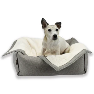 Doggy Décor Set - Grey Flannel with Vegan Leather Trim