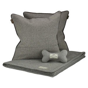 Doggy Décor Set - Grey Flannel with Vegan Leather Trim